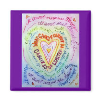 Rainbow Cancer Heart Magnet by donnabellasangels Rainbow Cancer Heart Magnet