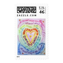 Rainbow Cancer Heart Stamp