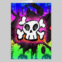 Rainbow Cartoon Skull Card