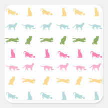 Rainbow Cat Pattern Square Sticker