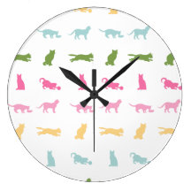 Rainbow Cat Pattern Wall Clock