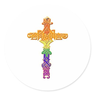 Rainbow Celtic Cross Stickers by refinish