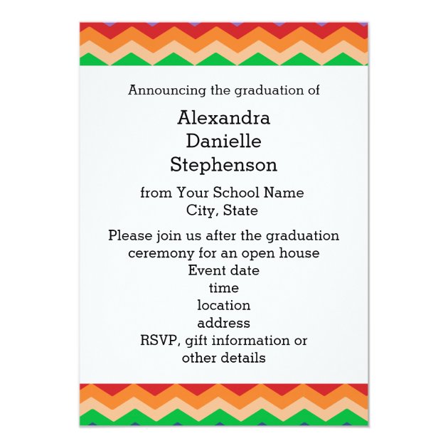 Rainbow Chevron Kid's Photo Graduation Preschool/K 5x7 Paper Invitation Card