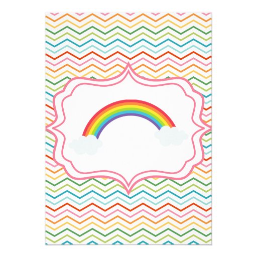 Rainbow Chevron STripe  Modern Birthday Party Custom Invitations