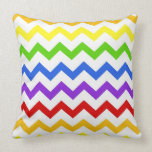 Rainbow chevron zigzag kawaii cute zig zag pattern throw pillow