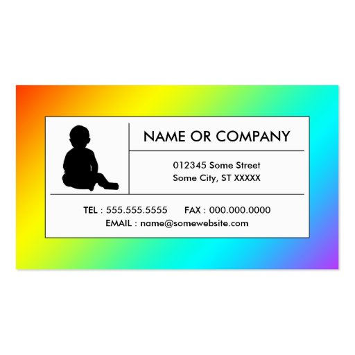rainbow childcare business cards (front side)