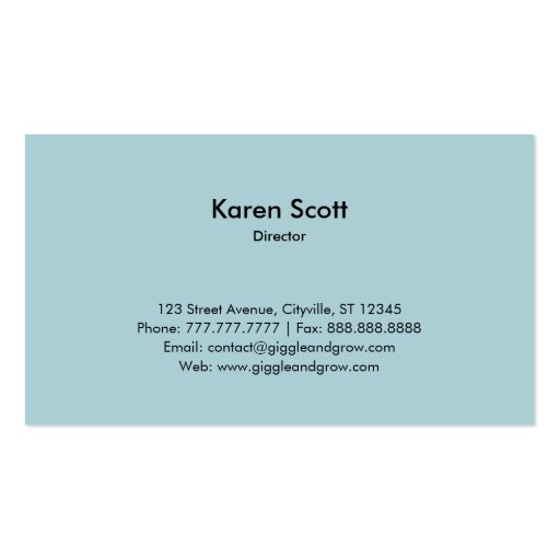 Rainbow Childcare /Day Care Business Card (back side)
