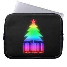 Rainbow Christmas Tree Barcode Laptop Sleeve