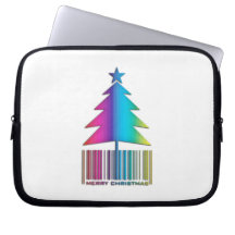 Rainbow Christmas Tree Barcode Laptop Sleeve