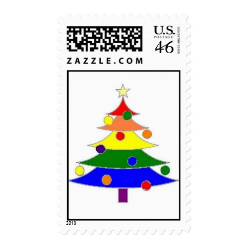 rainbow Christmas tree stamp