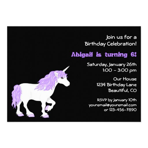 Rainbow, Clouds and Unicorn Birthday Invitation