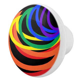Rainbow Color Abstract Crescent Ceramic Knob
