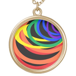 Rainbow Color Abstract Crescent Moon Necklace
