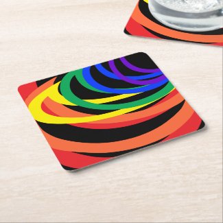 Rainbow Color Abstract Crescent Paper Coasters