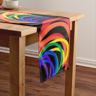 Rainbow Color Abstract Crescent Short Table Runner