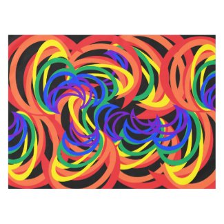 Rainbow Color Crescent Abstract Cotton Tablecloth