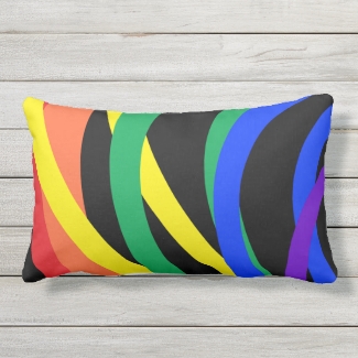 Rainbow Color Crescent Abstract Outdoor Pillow