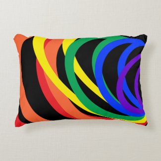 Rainbow Color Crescents Abstract Accent Pillow