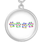 Rainbow Color Pawprints Sterling Silver Jewelry