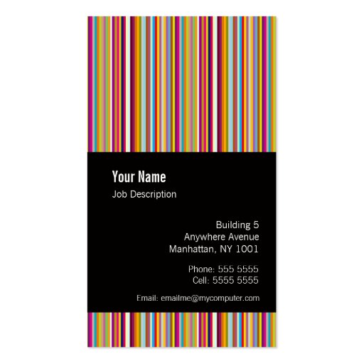 Rainbow Color Striped Template Business Card (back side)
