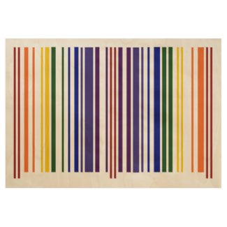 Rainbow Colored Barcode Stripes Wood Poster