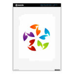Rainbow colored floral design element skin for iPad 3