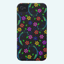 Rainbow-Colored Floral Design on Black Phone Cover casemate cases