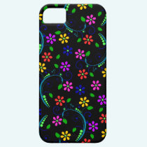Rainbow-Colored Floral Design on Black Phone Cover casemate cases