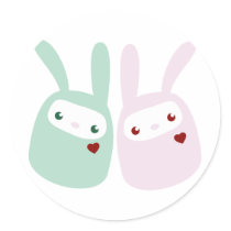 Rainbow Colored Gumdrop Bunnies Round Stickers