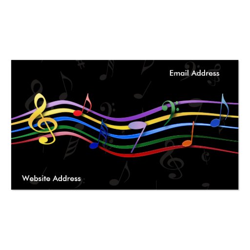 Rainbow Colored Music Notes Business Card (back side)