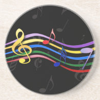 Rainbow Colored Music Notes Coaster
