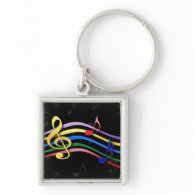 Rainbow Colored Music Notes Key Chains