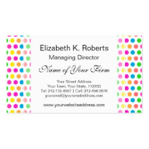 Rainbow Colored Polka Dots Fun Happy Pattern Business Card Template