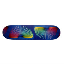 Rainbow-colored slinky toy skate decks