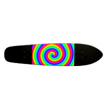 Rainbow Colors. Bright and Colorful Spiral. Custom Skate Board