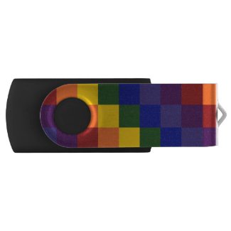 Rainbow Colors Checkered Pattern Swivel USB 3.0 Flash Drive