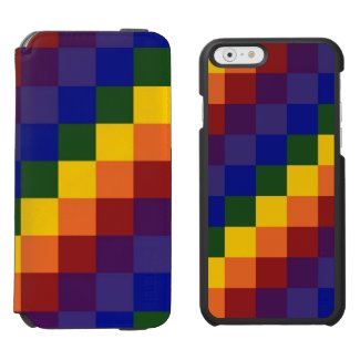 Rainbow Colors Checkered Pattern Incipio Watson™ iPhone 6 Wallet Case