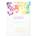 Rainbow colors colorful scroll leaf wedding RSVP Custom Invites at Zazzle