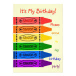 Rainbow Colors Crayons Birthday Party Invitation