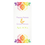 Rainbow colors damask wedding program card at Zazzle