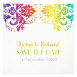 Rainbow colors damask wedding Save the Date Personalized Announcements at Zazzle