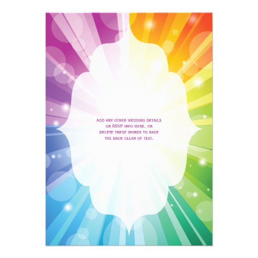 Rainbow Colors Striped Sunburst Wedding Invitation