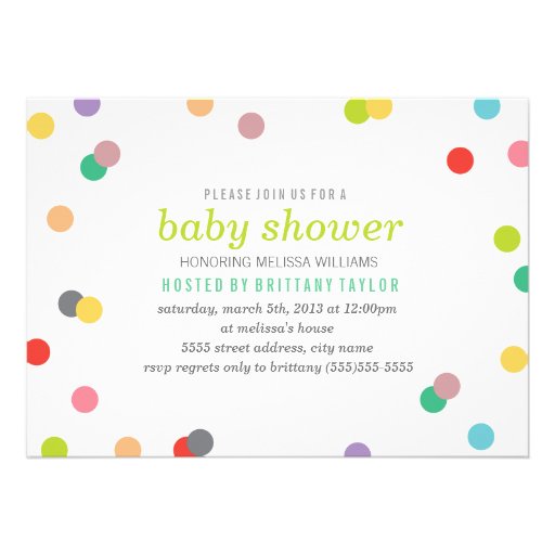Rainbow Confetti Baby Shower Invite (front side)