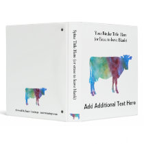 Rainbow Cow With Customizable Text Vinyl Binder