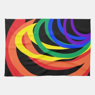 Rainbow Crescent Colors Abstract Kitchen Towel