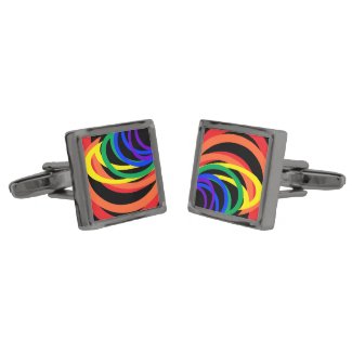 Rainbow Crescent Moons Abstract Colors Cufflinks