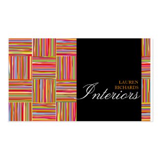 Rainbow crosshatch + black interior design business card template