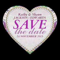 Rainbow Crystals Save the Date Heart Stickers stickers