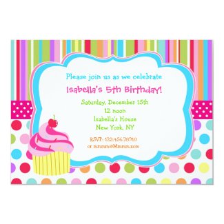 Rainbow Cupcake Birthday Party Invitations