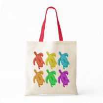 Rainbow Cutout Turtles Canvas Bags